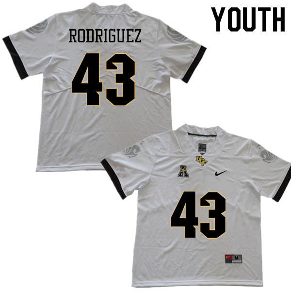 Youth #43 Zach Rodriguez UCF Knights College Football Jerseys Sale-White - Click Image to Close